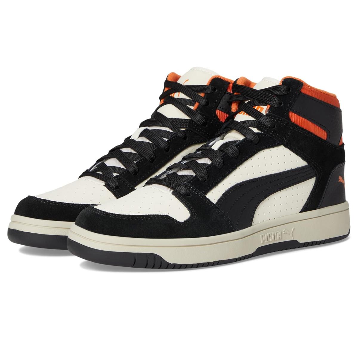 Man`s Sneakers Athletic Shoes Puma Rebound Layup Suede - Alpine Snow/PUMA Black/Maple Syrup