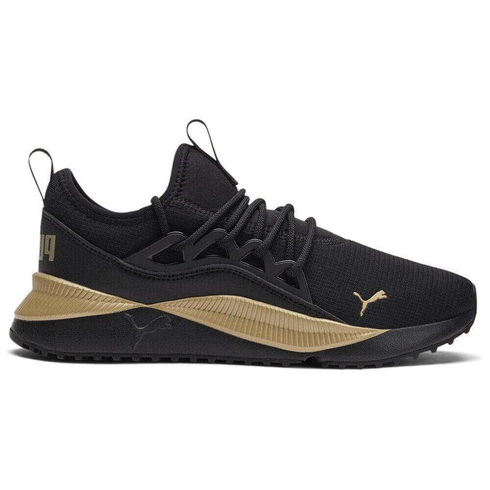 Puma Pacer Future Allure Wide Lace Up Womens Black Gold Sneakers Casual Shoes - Black, Gold