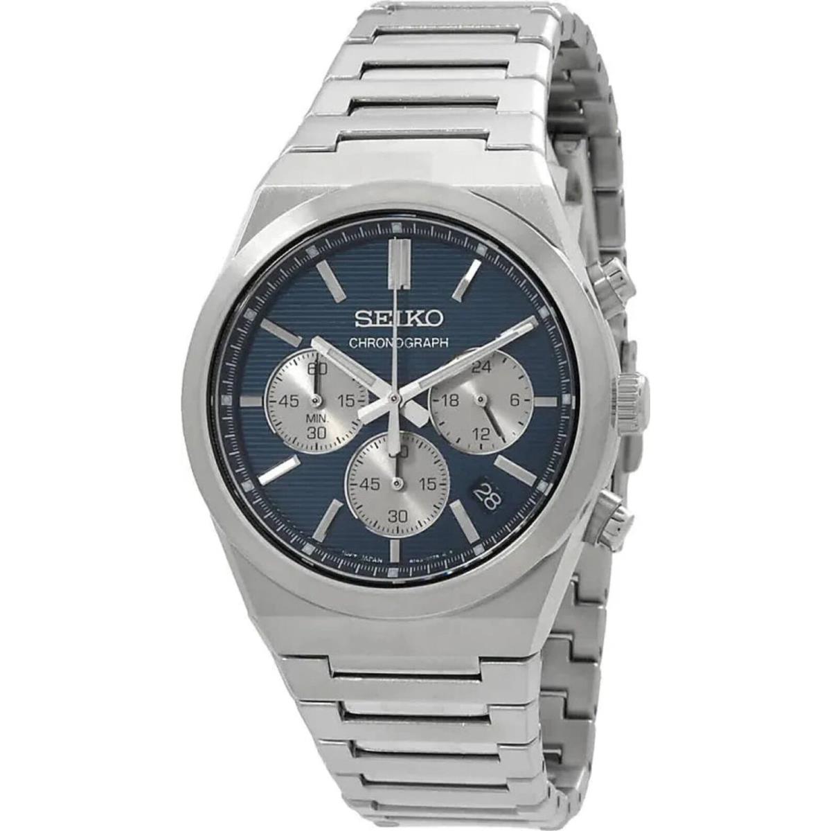 Men`s Seiko Watch Blue Dial Sterling SilverB453