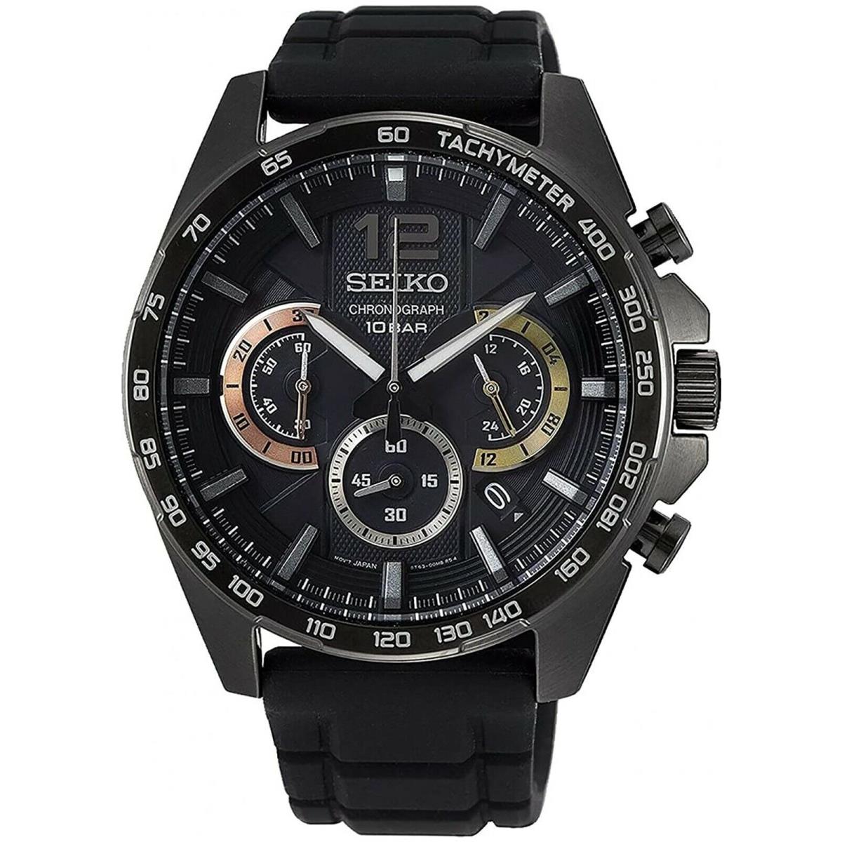 Seiko SSB349P1 Men Chronograph Stainless Steel Case Silicone Date 100m WR SSB349