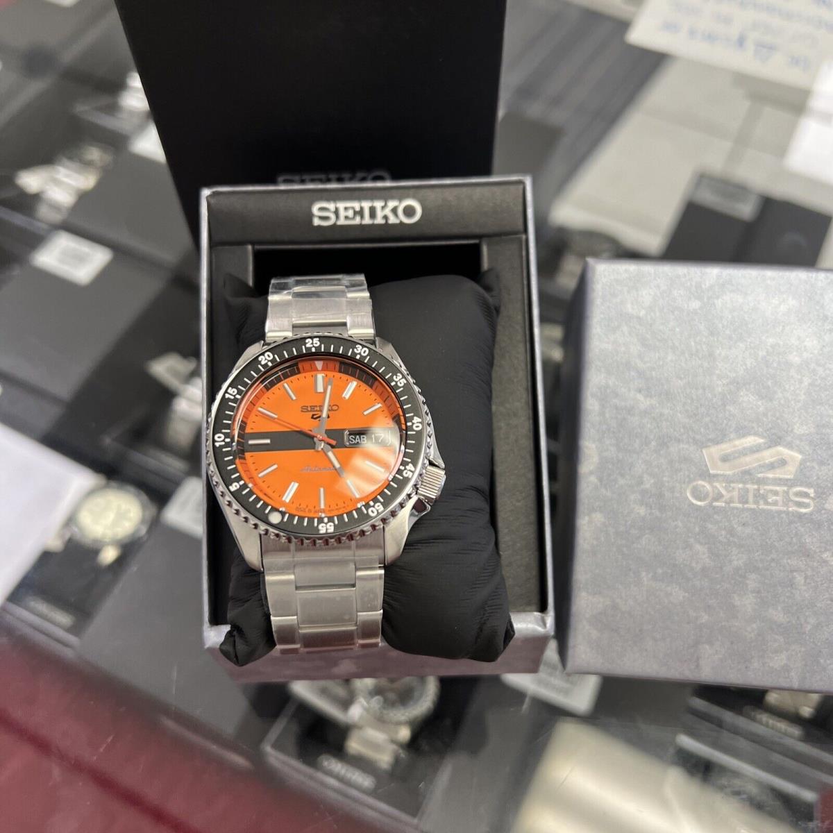 Seiko 5 Sports SRPK11 Automatic Orange Dial Day Date Display Watch