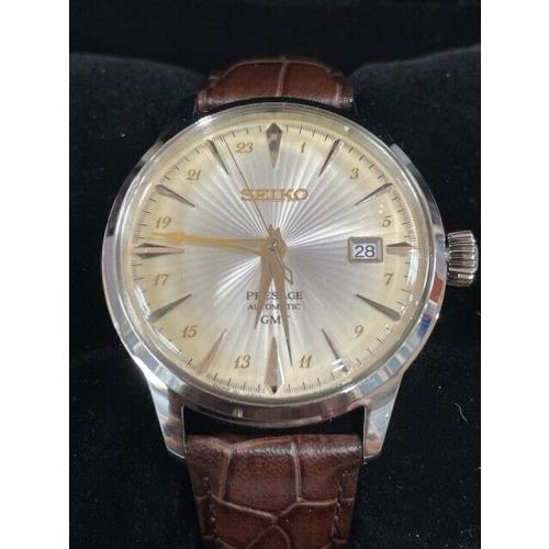 Seiko Presage Cocktail Time 40.5 Automatic Gmt Gold Dial Watch SSK041