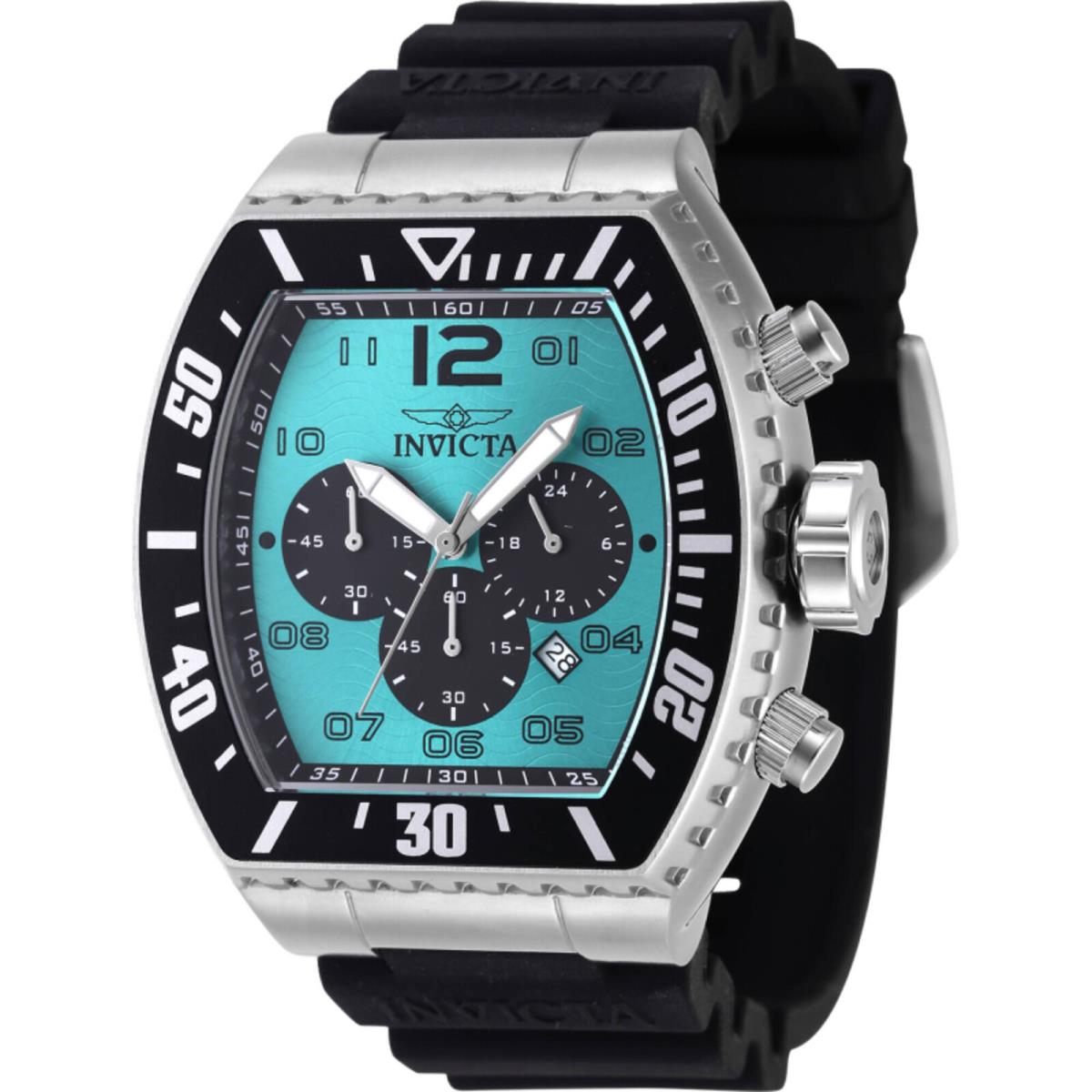 Invicta Men`s Watch Pro Diver Chronograph Turquoise Black Dial Strap 47285