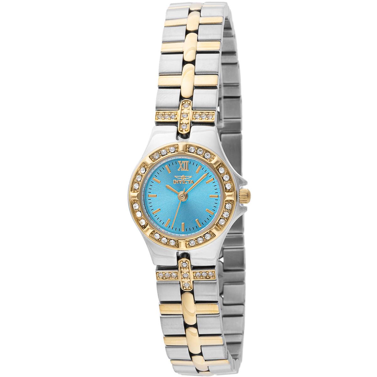 Invicta Women`s Watch Wildflower Turquoise Dial Two Tone Bracelet Crystal 45873 - Dial: Turquoise, Band: Silver, Yellow