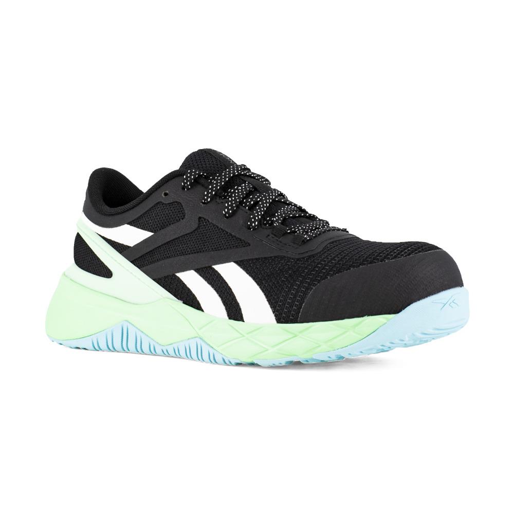 Reebok Work Women`s Nanoflex TR Composite Toe Athletic Work Shoe Black/seafoam - BLACK SEAFOAM GREEN WHITE