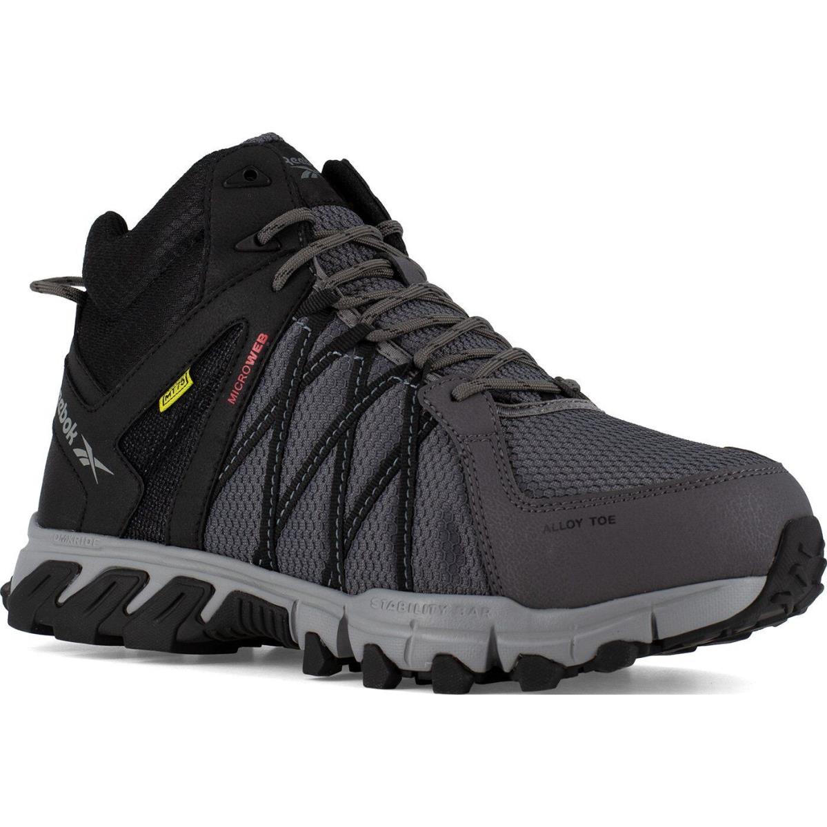 Reebok Trailgrip Work Men`s Internal Metatarsal Alloy Toe Electrical Hazard Mid - CHARCOAL BLACK