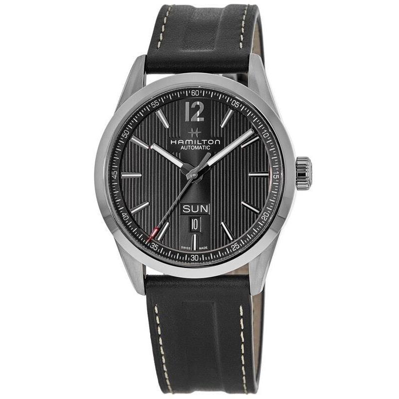 Hamilton Broadway Day Date Auto Black Dial Leather Men`s Watch H43515735