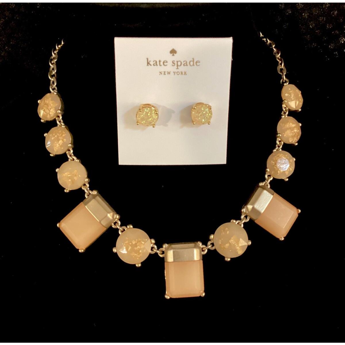 Kate Spade Loft Gold Glitter Necklace Earring Set-nwt