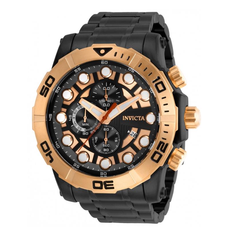 Invicta Sea Hunter Men`s 52mm Rose Gold Black Chronograph Watch 28267