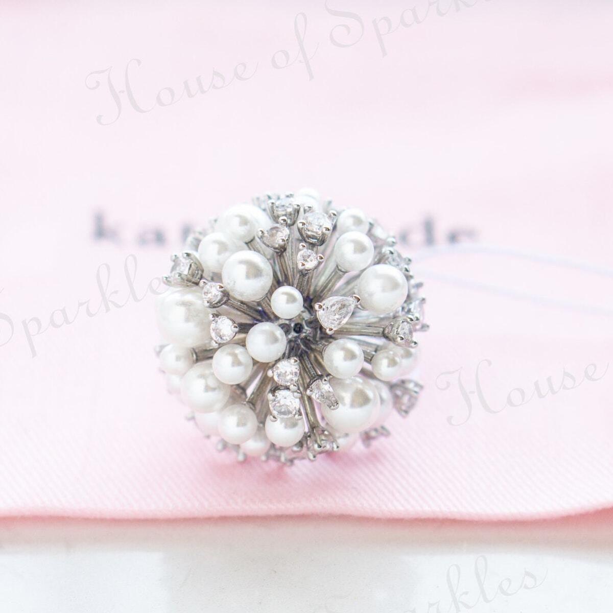 Kate Spade Cheers To That Cluster Ring Pearl Crystal