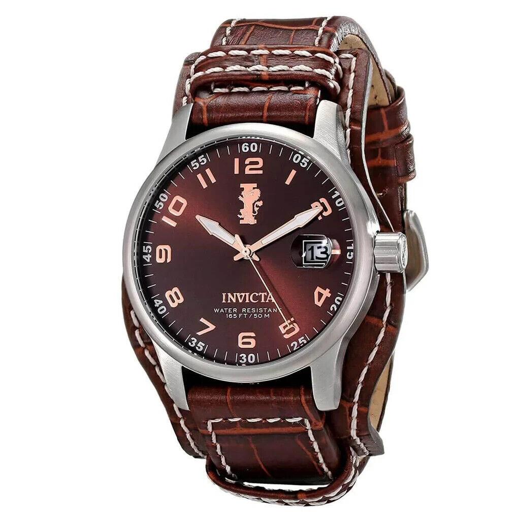 Invicta 12553 Brown Dial Brown Legarto-style Leather 44mm Quartz Watch