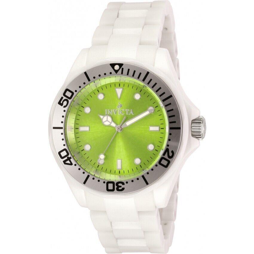 Invicta 11302 Women`s Green Dial White Bracelet Ceramic Dress Watch