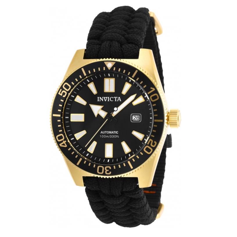 Invicta Pro Diver 29565 Automatic Men`s Gold Paracord Nylon Strap Watch 46mm