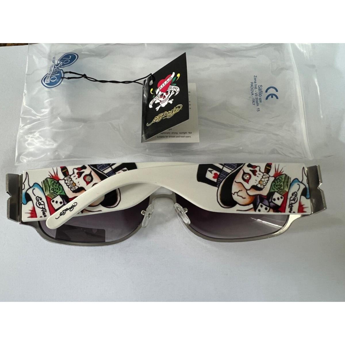 Ed Hardy Winner Take All Dice Gunmetal Vtg White/purple Tattoo Eyewear EHS-037