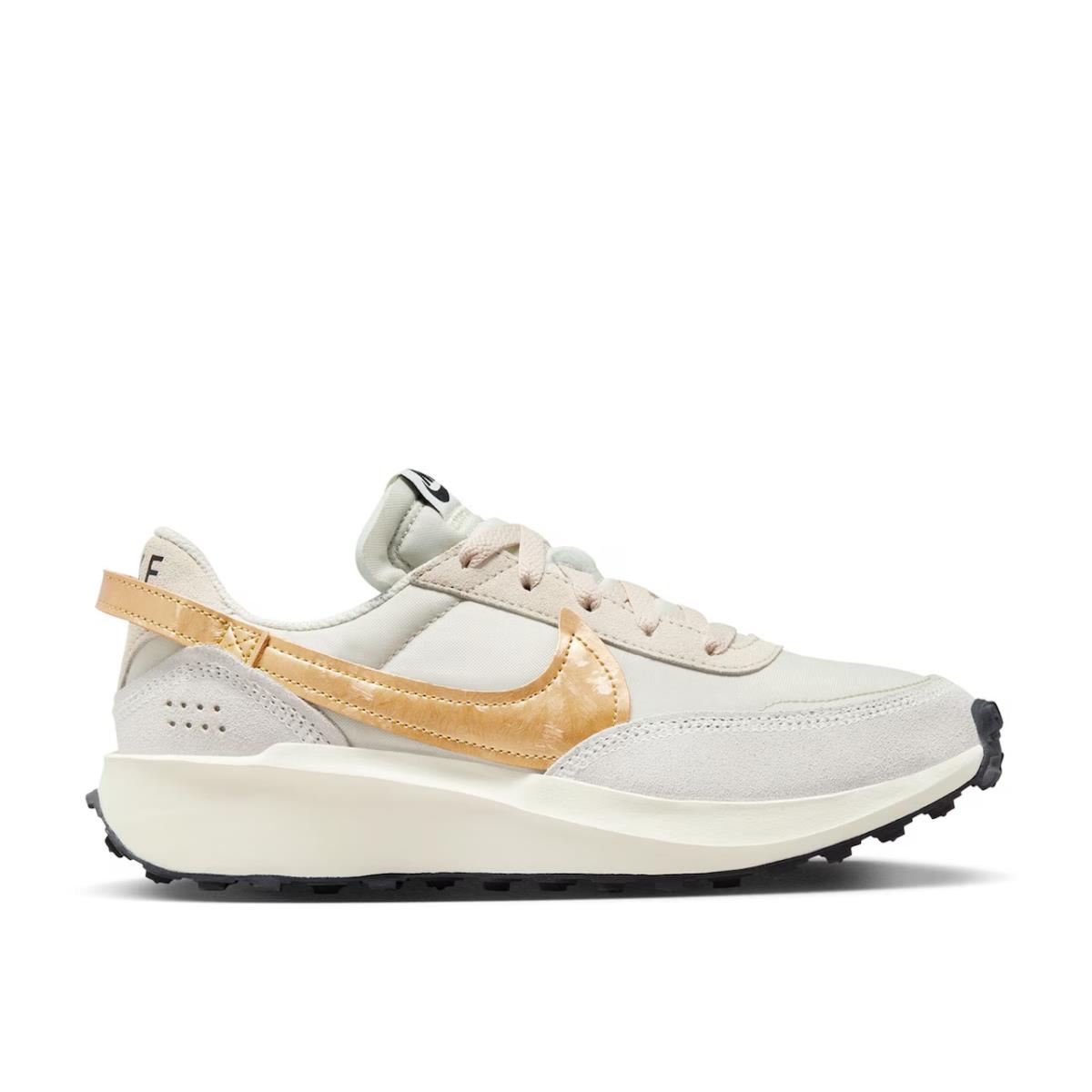 Nike Waffle Debut Retro Women`s Vintage Suede Athletic Running Sneaker Gold - Off-White/Gold