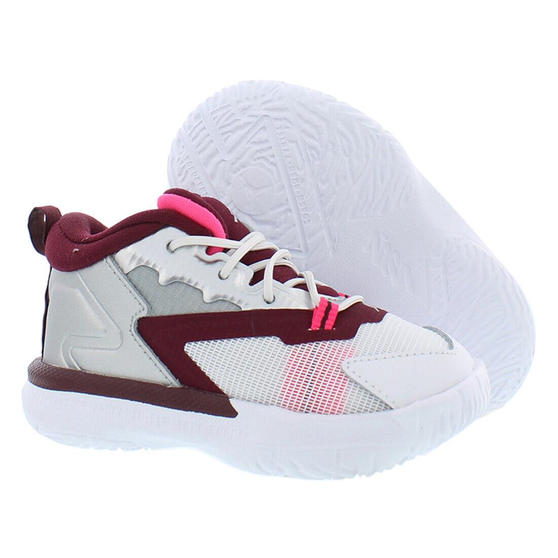 Nike Zion 1 Girls Shoes - White/Silver/Maroon, Main: White