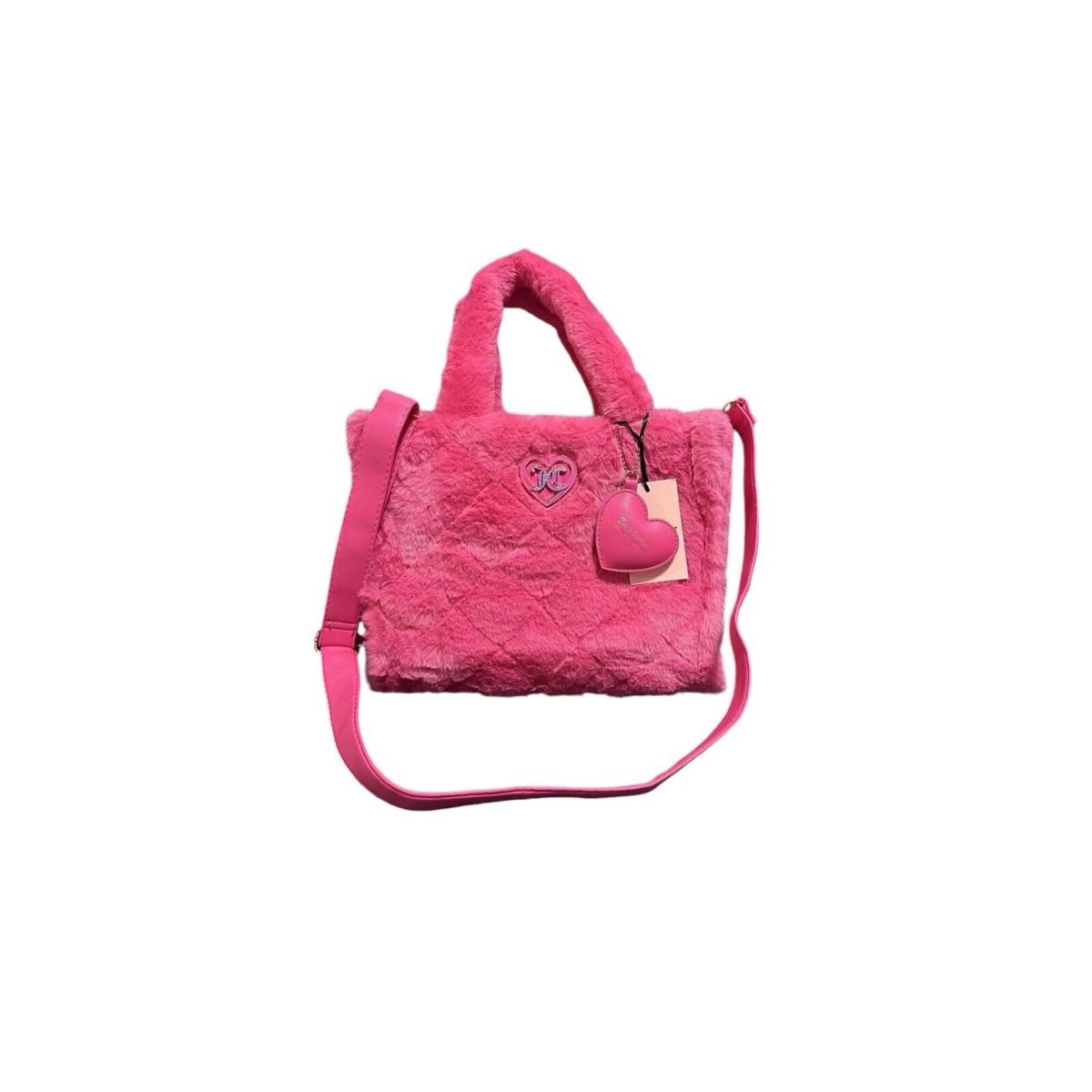 Juicy Couture Neon Pink Flash Let s Get Cozy Furry Tote 13x10x5 Handbag Viral