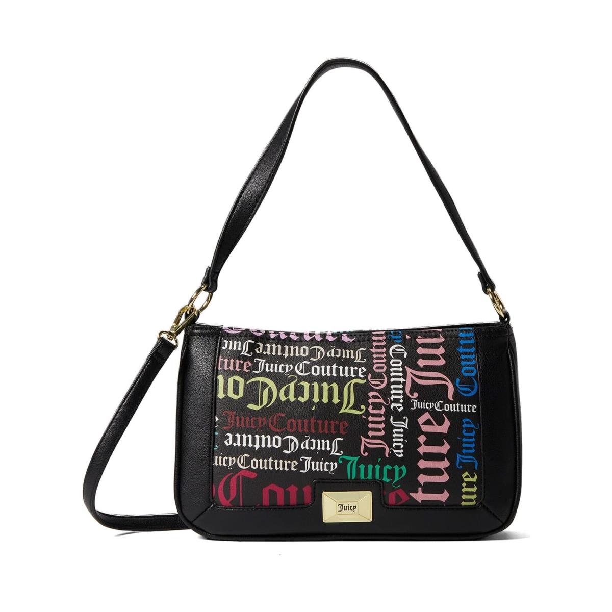 Juicy Couture Wordplay Logo Black Multi Block Party Baguette Women Shoulder Bags