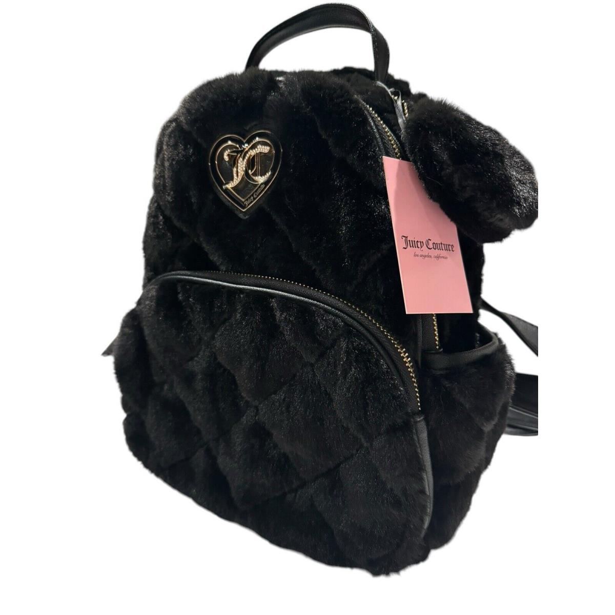 Juice Couture Black Fuzzy Let s Get Cozy Fur Mini 12x10x5 Backpack Viral