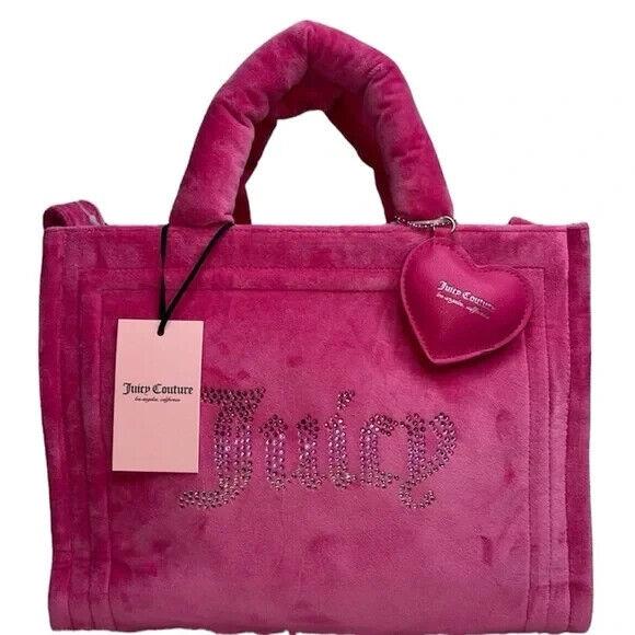 Juicy Couture Free Love Big Spender Hot Pink Fuzzy Mini Tote