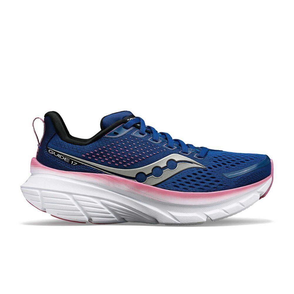 Saucony Women`s Guide 17 Running Shoes Extra Wide - Navy/orchid - Navy/Orchid