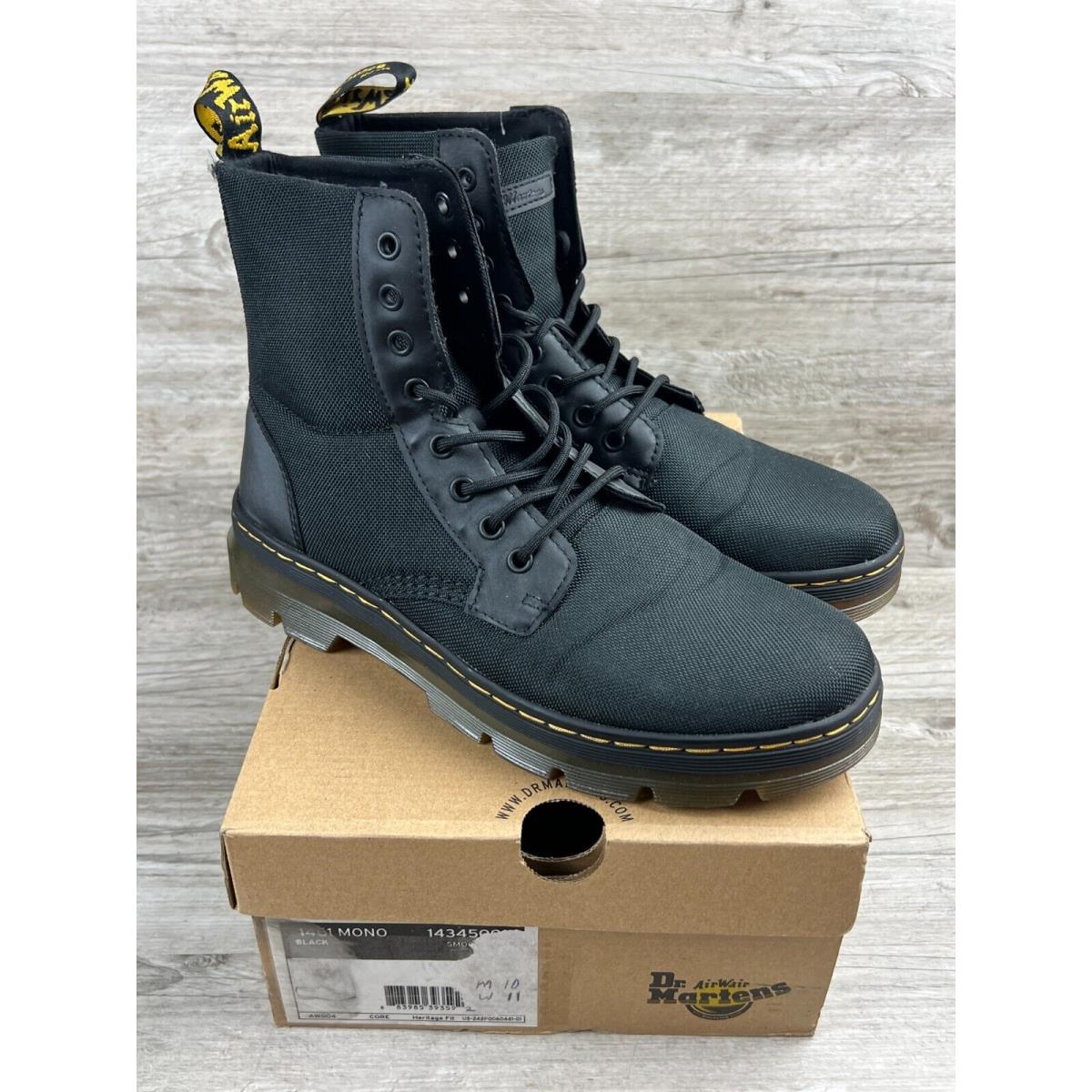 Doc Dr Martens Black Boots Air Wair Combs Leather AW004 Size US Mens 10