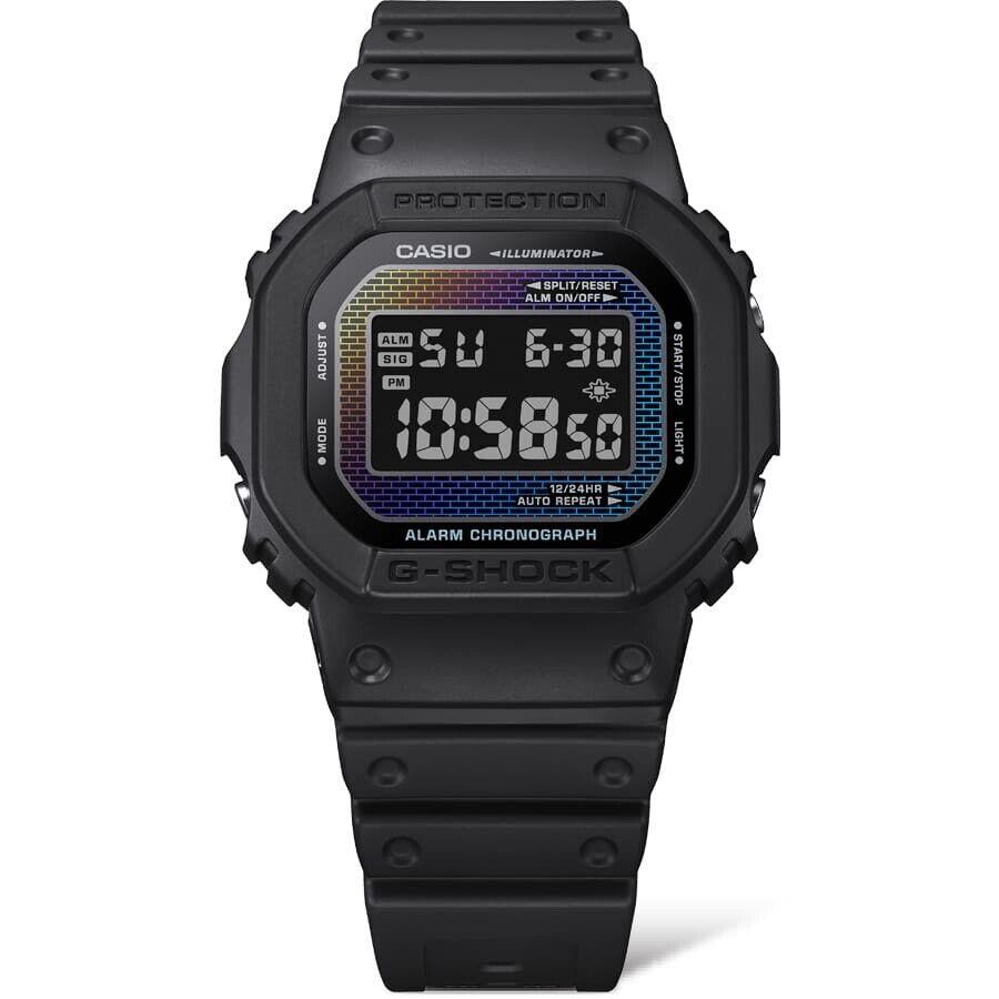 Casio G-shock DW5600RW-1 Rainbow Brick Wall Digital Black Resin Watch