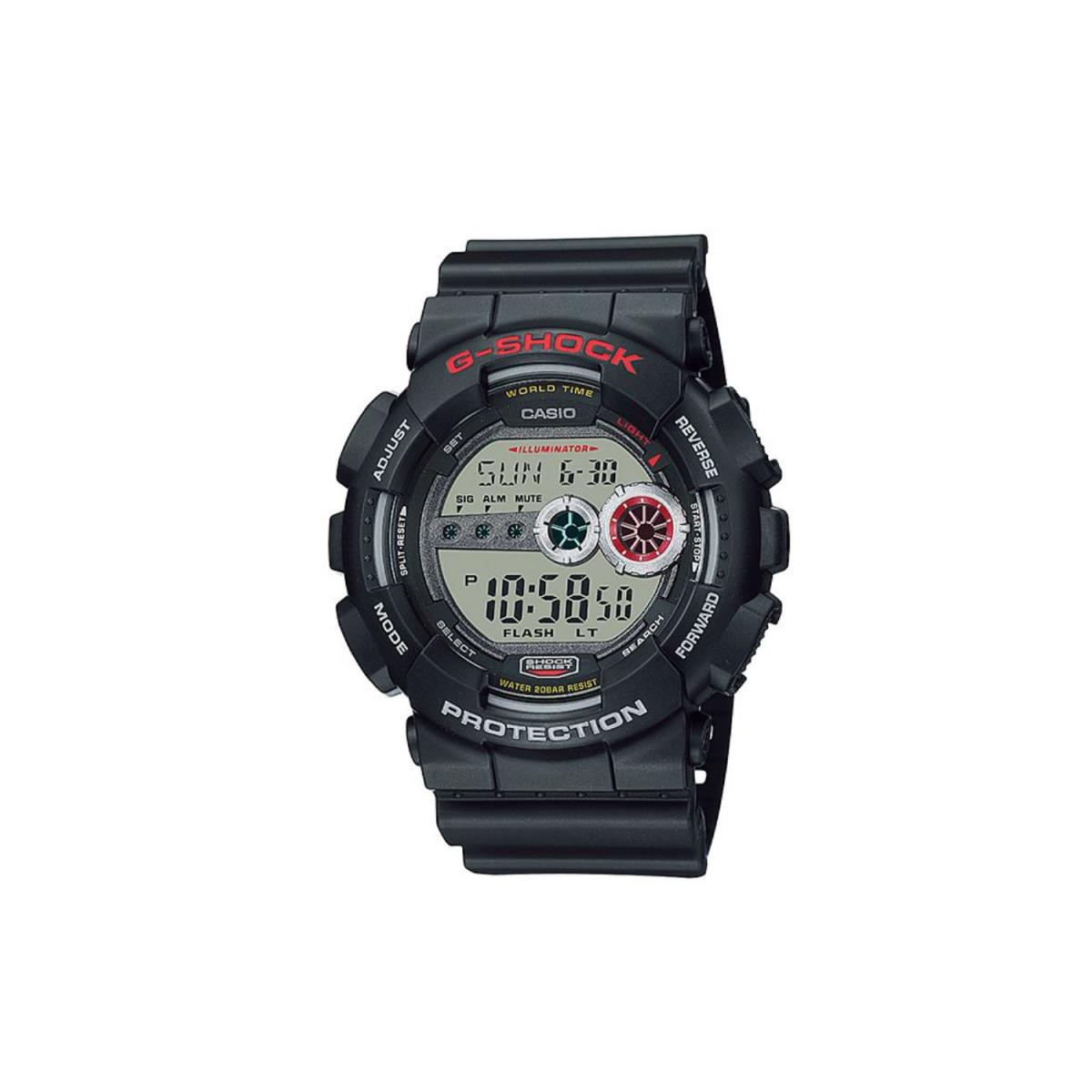 Casio GD-100-1A Men`s G-shock World Time Digital Watch with Grey Dial - Black