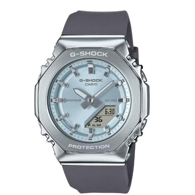 Casio G-shock Analog-digital Metal Bezel Blue Dial Women`s Watch GMS2110-2A