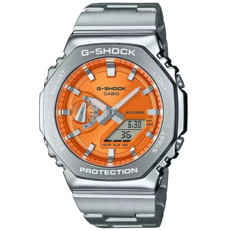 Casio G-shock G-steel Analog-digital Orange Dial Steel Men`s Watch GM2110D-4A