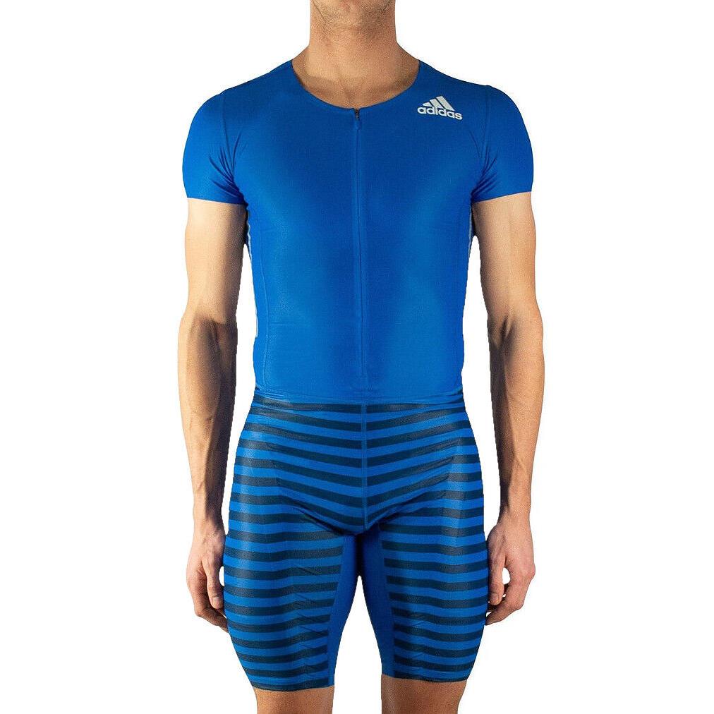 Adidas Adizero Sleeveless Speed Compression Running Track Suit Blue