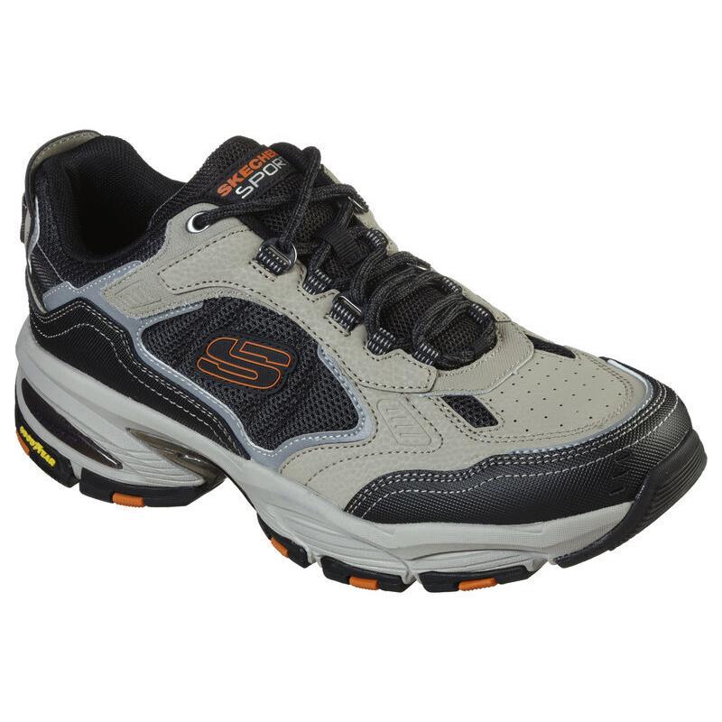 Mens Skechers Vigor 3.0 Taupe Black Leather Shoes - Taupe Black