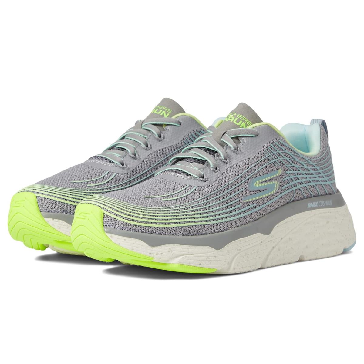 Woman`s Shoes Skechers Max Cushioning Elite - Galaxy Burst - Gray/Lime