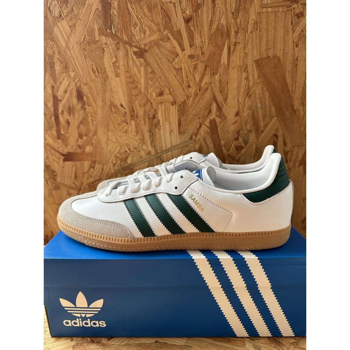 IE3437 Size 10 Adidas Men`s Samba OG White/collegiate Green