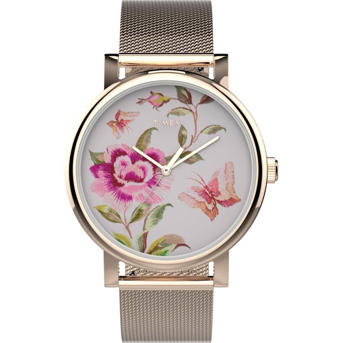 Timex Full Bloom Rose Gold-tone Mesh Ladies Watch TW2U19500