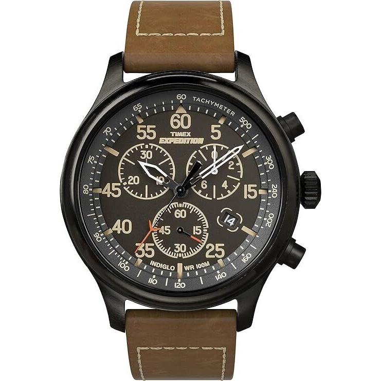 Timex Expedition Men Field Chrono Dial Brown Leather Strap Watch TW4B20800