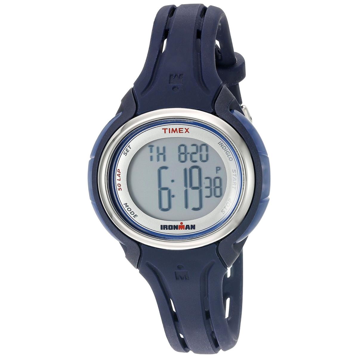 Timex Womens Ironman Sleek 50 Dark Blue Silicone Strap Watch TW5K90500