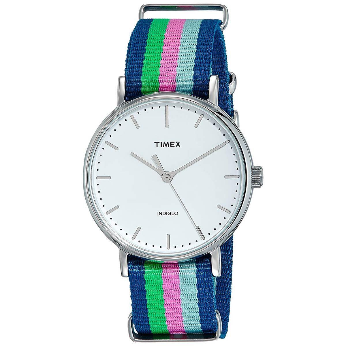 Timex Women`s Watch Fairfield Silver Dial Slip-thru Nylon Strap TW2P91700