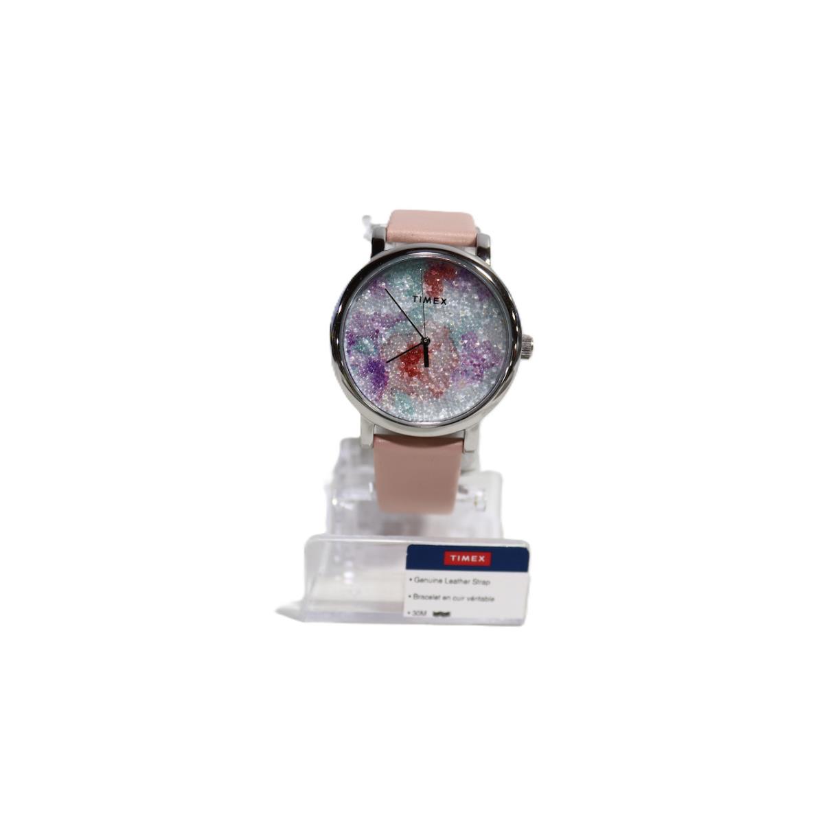 Timex Women s TW2R84300 Crystal Bloom Pink/white Floral Leather Strap Watch