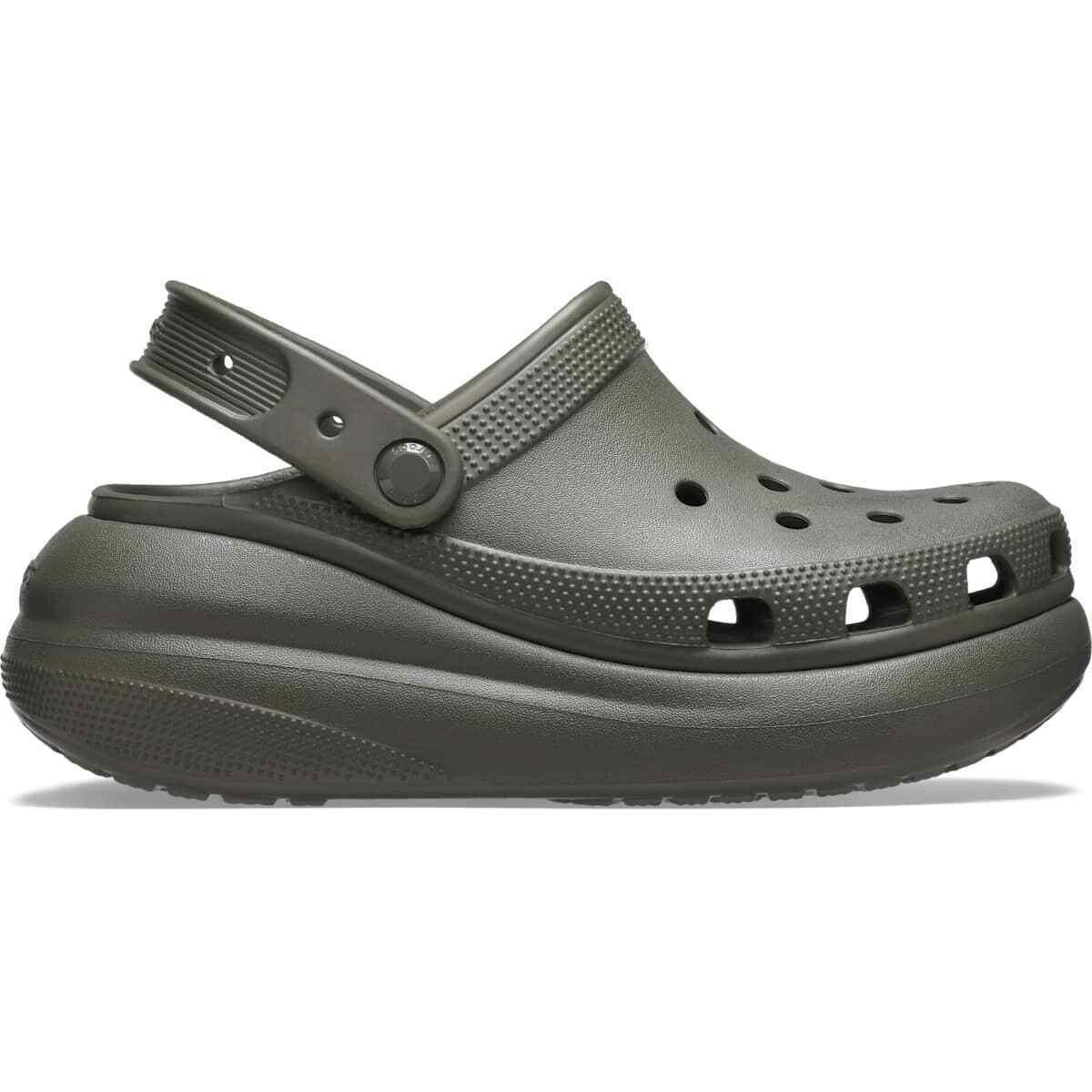 Crocs Men`s and Women`s Platform Shoes - Classic Crush Clogs Slip On Platforms - Green - Dusty Olive