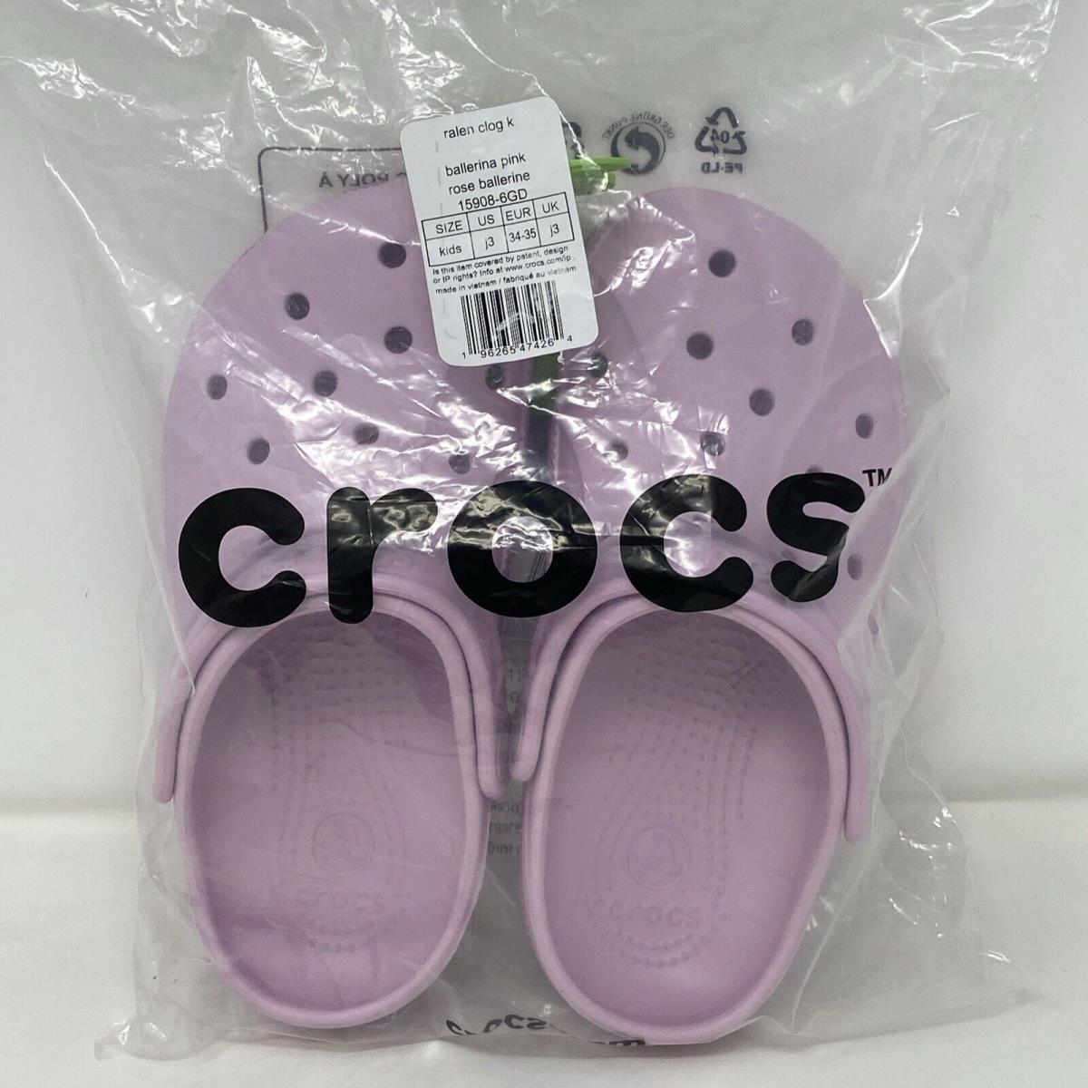 Crocs Ralen Clogs Slip On Ballerina Pink Kids US Size j3