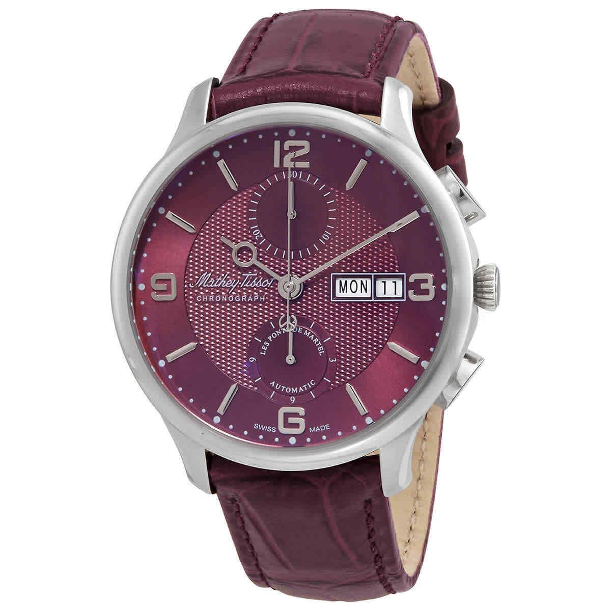 Mathey-tissot Edmond Chrono Automatic Chronograph Purple Dial Men`s Watch