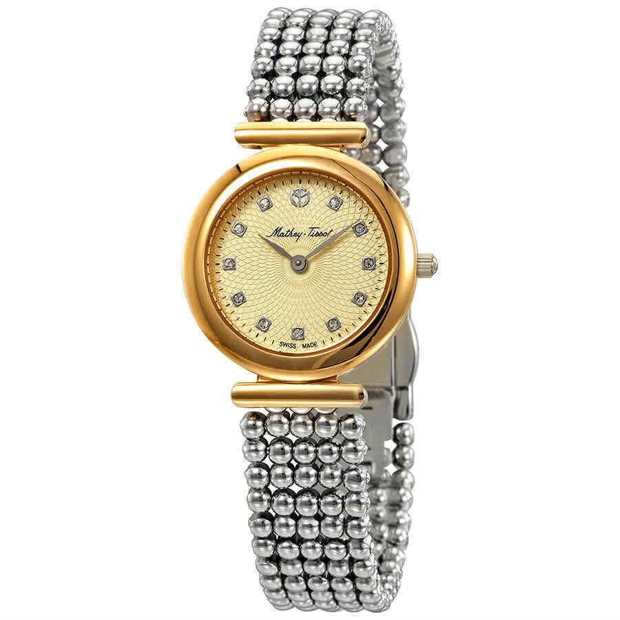 Mathey-tissot Allure Crystal Gold Dial Ladies Watch D539BDI