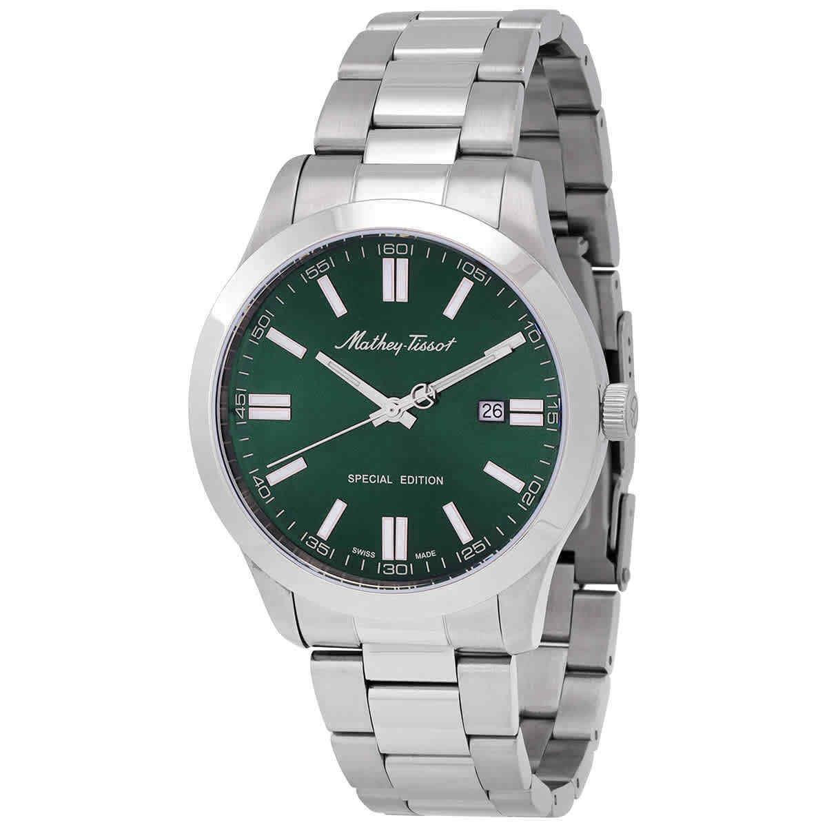 Mathey-tissot Mathy I Jumbo Quartz Green Dial Men`s Watch H455VE