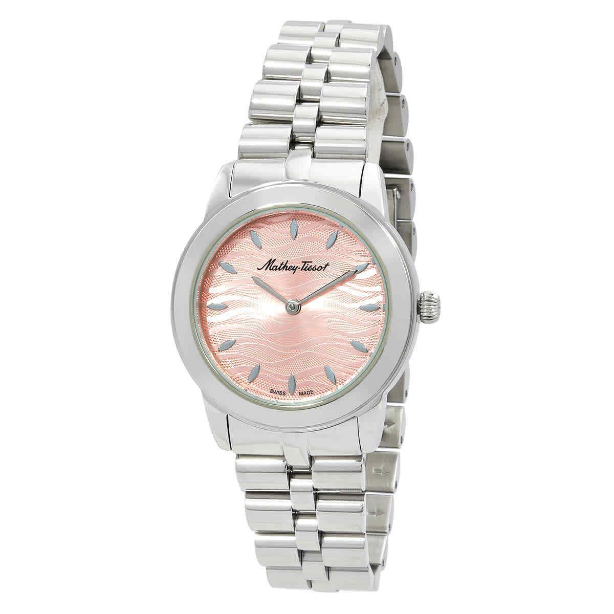 Mathey-tissot Artemis Quartz Pink Dial Ladies Watch D10860APK - Dial: Pink, Band: Silver-tone, Bezel: Silver-tone