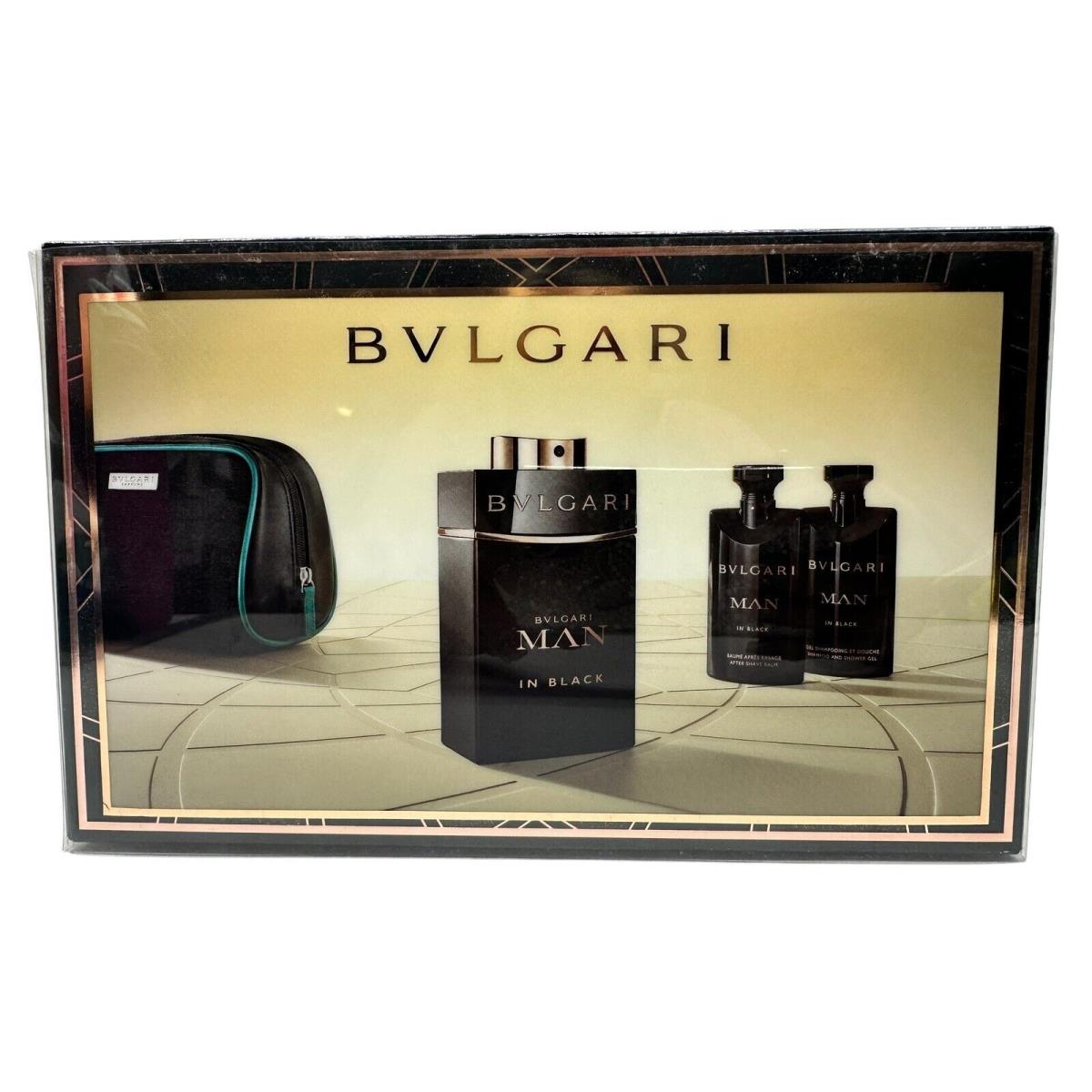 Bvlgari Man In Black 3Pc Gift Set w/ After Shave Balm Edp Shampoo/shower Gel