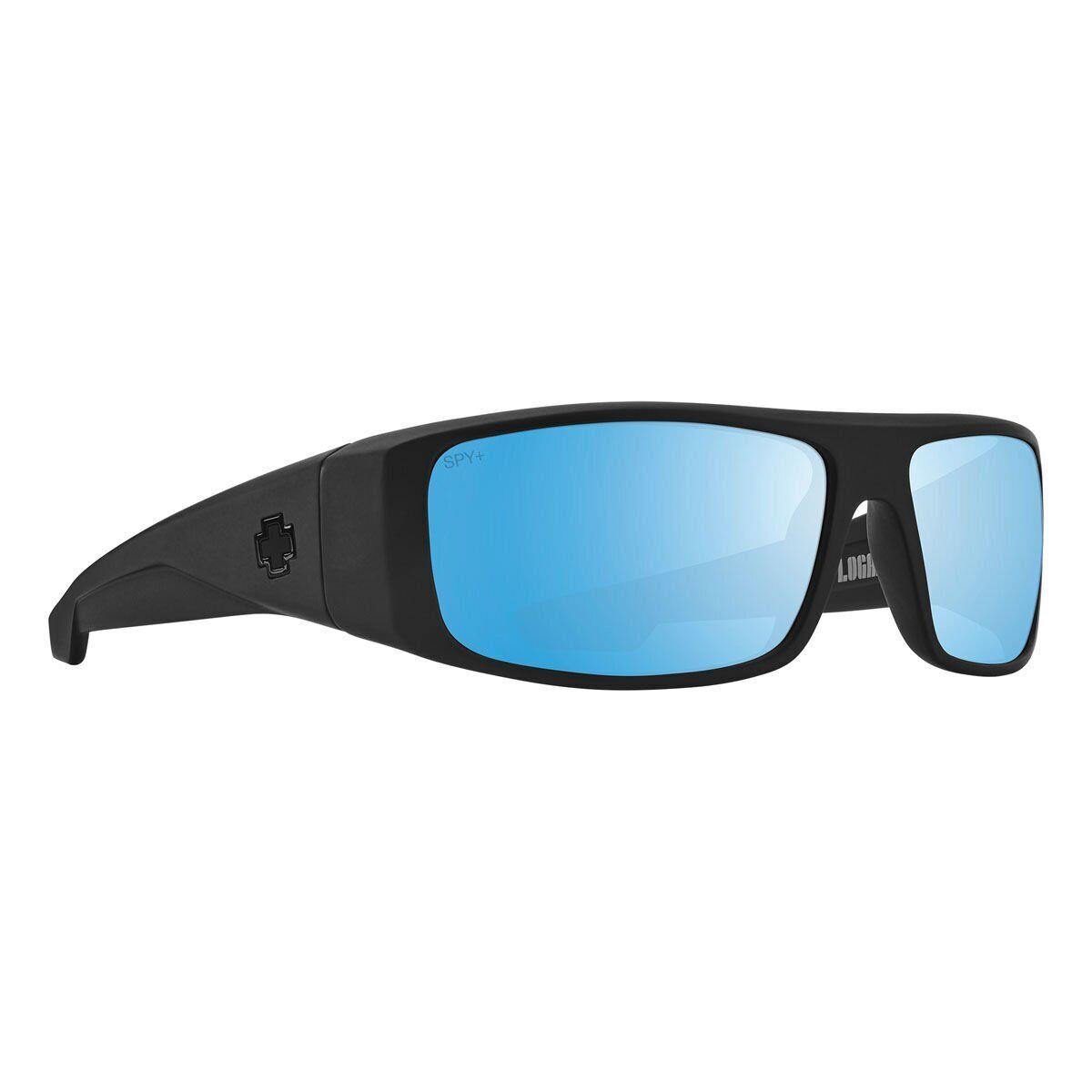 Spy Optics Men`s Polarized Logan Matte Black Sunglasses - Happy Boost Bronze Polarized Ice Blue Spectraa Mirror, Frame: Matte Black, Lens: Happy Boost Bronze Polarized Ice Blue Spectraa Mirror