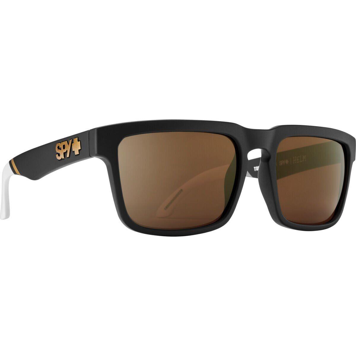 Spy Optics Men`s Helm Matte Black Sunglasses - HD Plus Bronze with Gold Spectraa Mirror, Frame: Matte Black, Lens: HD Plus Bronze with Gold Spectraa Mirror