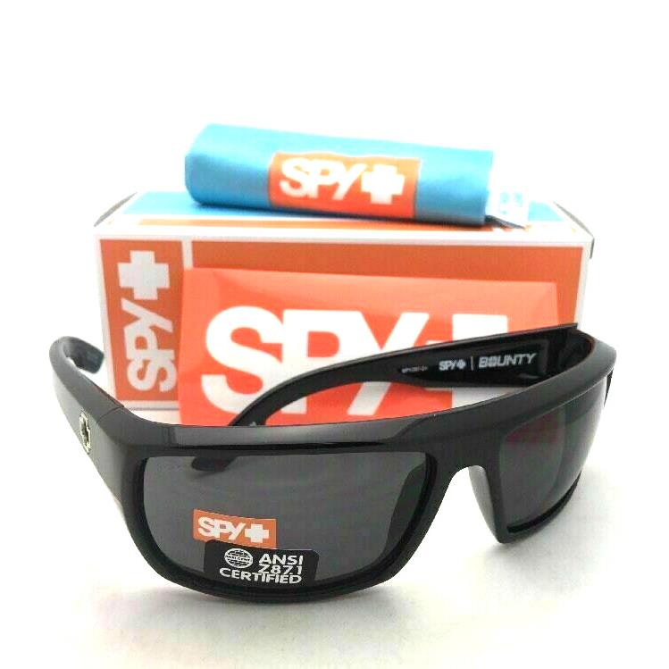 Spy Optic Sunglasses Bounty Shiny Black Frames with Ansi Z87.1 Grey Lenses