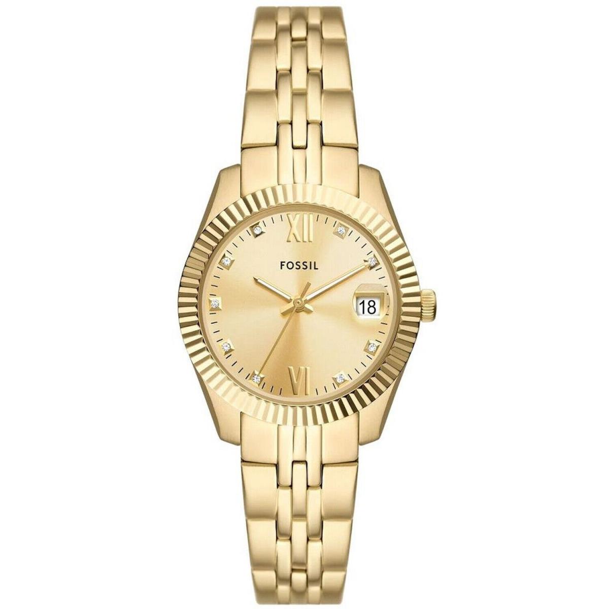 Fossil Women`s Scarlette Gold Dial Watch - ES5338